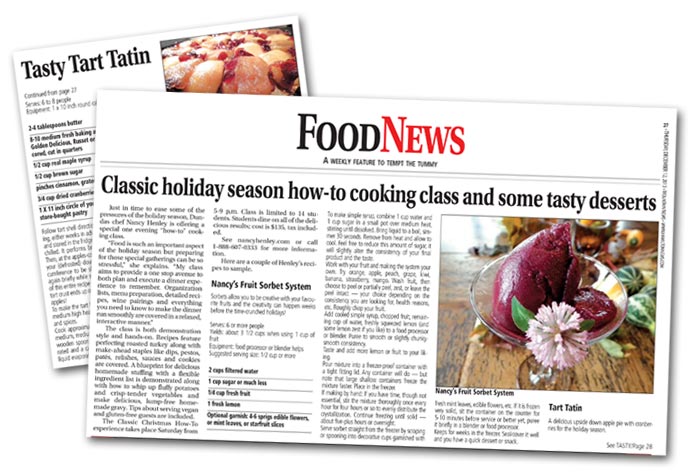 Mountain News features Chef Nancy's tasty holiday desserts.