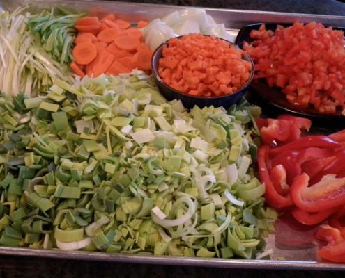Vegetables prepped and chopped, ready to make a delicious meal.