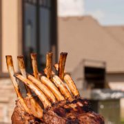 Grill-Roasted Rack of Lamb on the back patio.