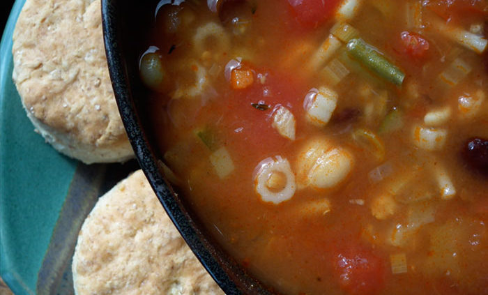 Minestrone soup and biscuits by Chef Nancy Henley.
