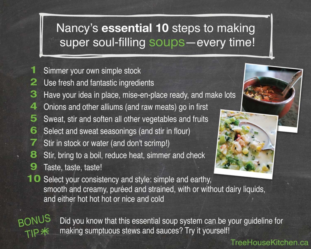Chef Nancy's essential 10 steps to making super soul-filling soups every time.